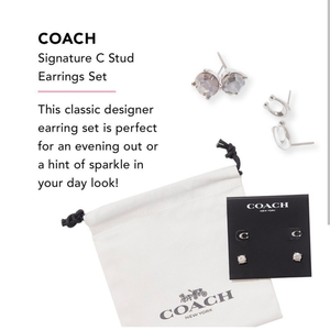 New Coach Signature C Stud Earring Set 2 pairs. Dustbag included. Retail $95.‎